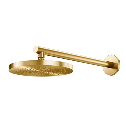 Ducha Round incluye cabezal y tubo de pared color oro cepillado