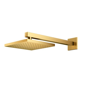 Ducha Square incluye cabezal y tubo de pared color oro cepillado