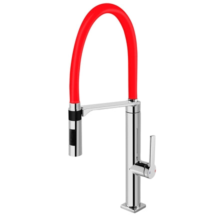 MEZCLADOR MONOCOMANDO PARA COCINA DE MESA DOC - CHROME/RED