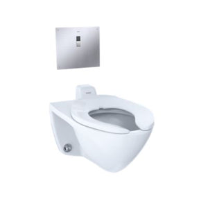 Inodoro de ultraalta eficiencia con válvula de descarga automática comercial, 1.0 gpd, taza alargada - Conexión trasera